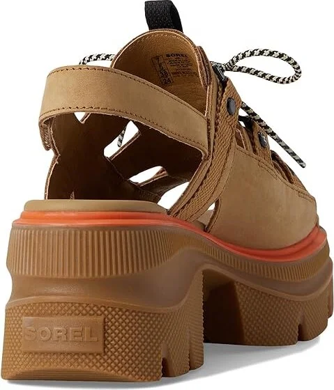 SOREL Rein CBtm Lace Platform Women's Sandals Caribou Buff/Black : 6 B - Medium, Leather - Image 4