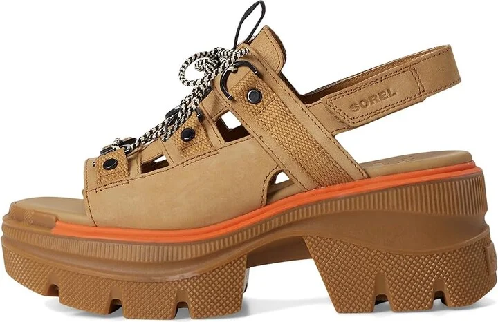 SOREL Rein CBtm Lace Platform Women's Sandals Caribou Buff/Black : 6 B - Medium, Leather - Image 6