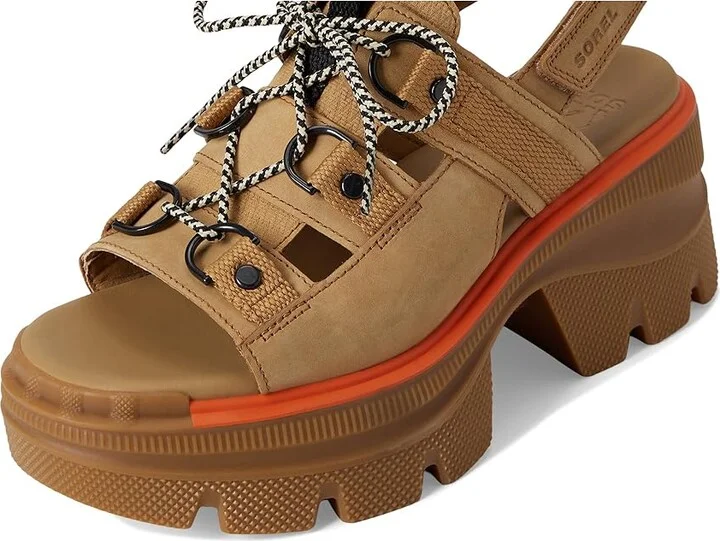 SOREL Rein CBtm Lace Platform Women's Sandals Caribou Buff/Black : 6 B - Medium, Leather - Image 7