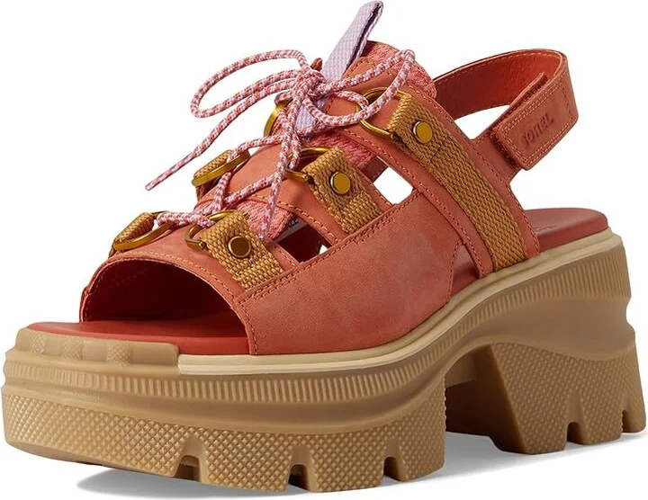 SOREL Rein CBtm Lace Platform Women's Sandals Tuscan/Gum : 8 B - Medium, Leather - Image 5