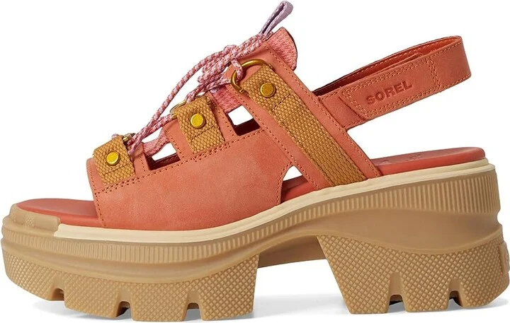 SOREL Rein CBtm Lace Platform Women's Sandals Tuscan/Gum : 8 B - Medium, Leather - Image 6