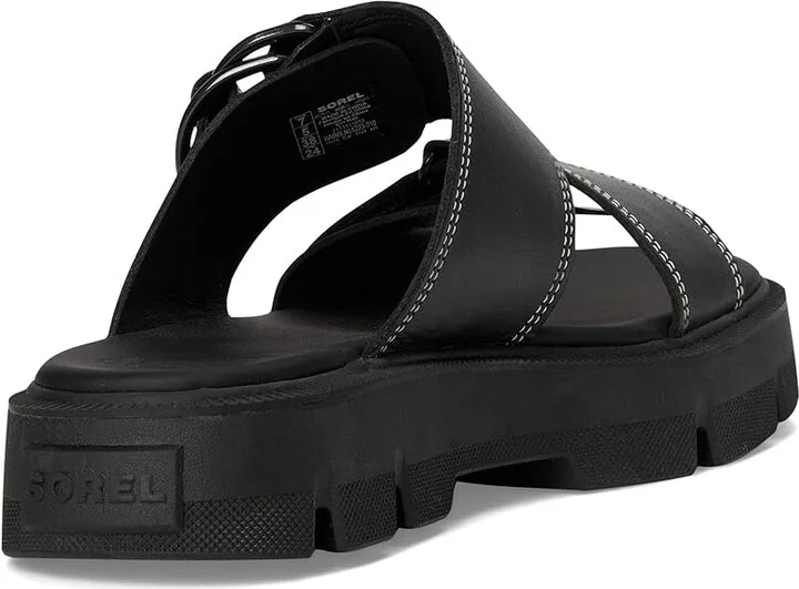 SOREL Rein CBtm Slide Sandals Women's Sandals Black/Black : 6.5 B - Medium, Leather - Image 4