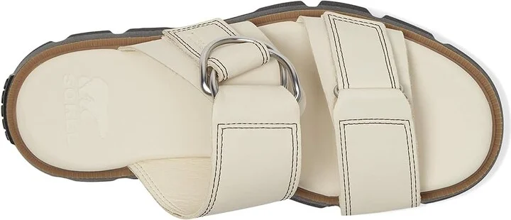 SOREL Rein CBtm Slide Sandals Women's Sandals Chalk/Black : 10.5 B - Medium, Leather - Image 2