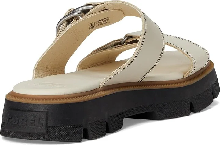 SOREL Rein CBtm Slide Sandals Women's Sandals Chalk/Black : 10.5 B - Medium, Leather - Image 4