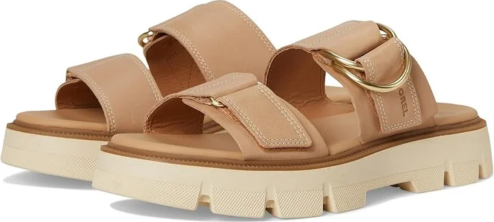 SOREL Rein CBtm Slide Sandals Women's Sandals Honest Beige/Bleached Ceramic : 8.5 B - Medium, Leather