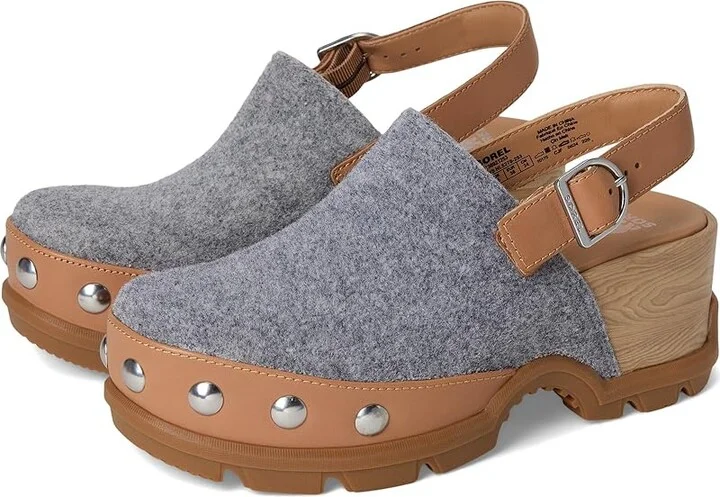 SOREL Roam'n Clog Felt Women's Shoes Tawny Buff/Gum 2 : 7 B - Medium, Felt/Leather