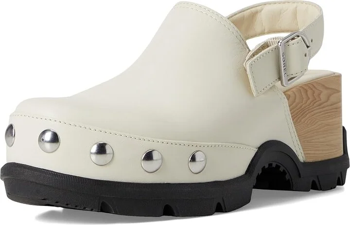 SOREL Roam'N Clogtm Rvt Women's Slippers Chalk/Black : 10.5 B - Medium, Leather - Image 5