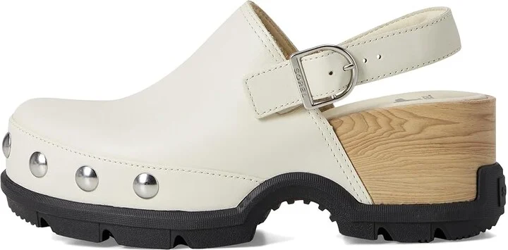 SOREL Roam'N Clogtm Rvt Women's Slippers Chalk/Black : 10.5 B - Medium, Leather - Image 6