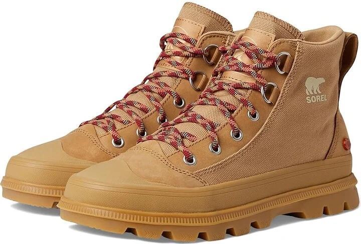 SOREL Scout N Abouttm Mid Sneakers Gear Chk Women's Shoes Caribou Buff/Gum : 7.5 B - Medium, Canvas/Leather