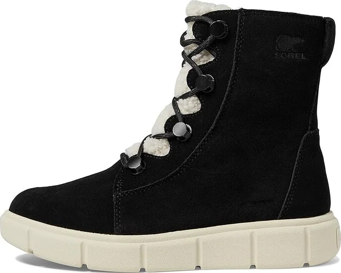 SOREL Sorel Explorertm III Joan Cozy Waterproof Women's Snow Shoes Black/Chalk : 7 B - Medium, Rubber/Suede - Image 6