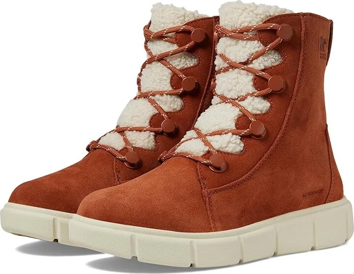 SOREL Sorel Explorertm III Joan Cozy Waterproof Women's Snow Shoes Sanguine/Natural : 5.5 B - Medium, Rubber/Suede