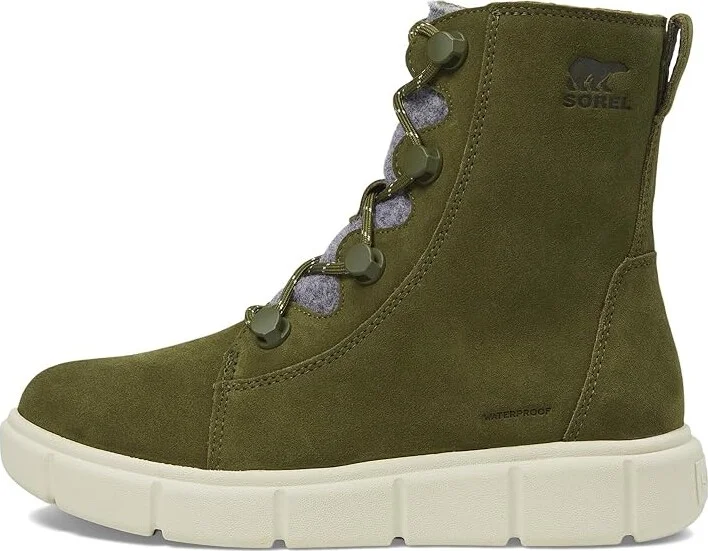 SOREL Sorel Explorertm III Joan Waterproof Women's Snow Shoes Utility Green/Chalk : 9 B - Medium, Suede - Image 5