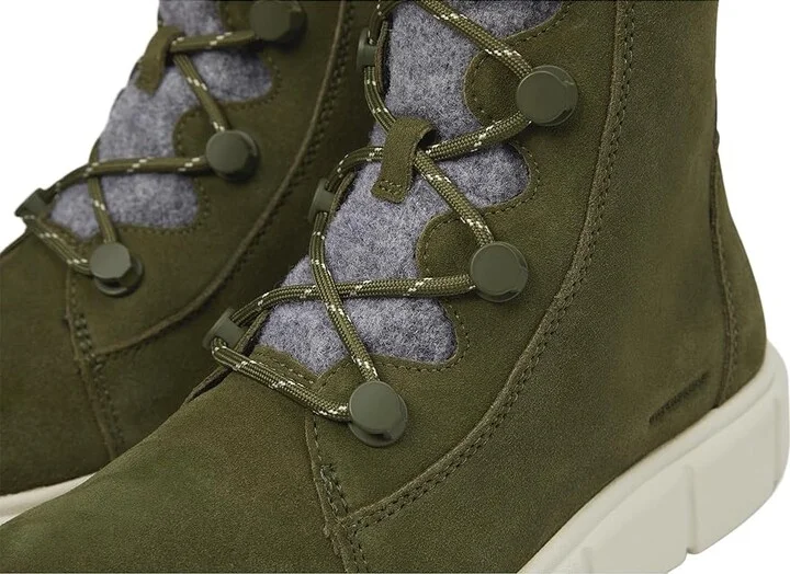 SOREL Sorel Explorertm III Joan Waterproof Women's Snow Shoes Utility Green/Chalk : 9 B - Medium, Suede - Image 6