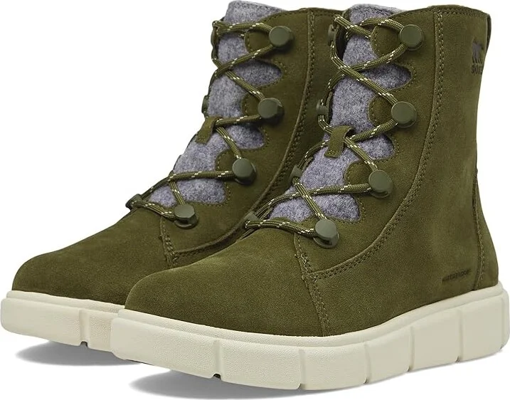 SOREL Sorel Explorertm III Joan Waterproof Women's Snow Shoes Utility Green/Chalk : 9 B - Medium, Suede