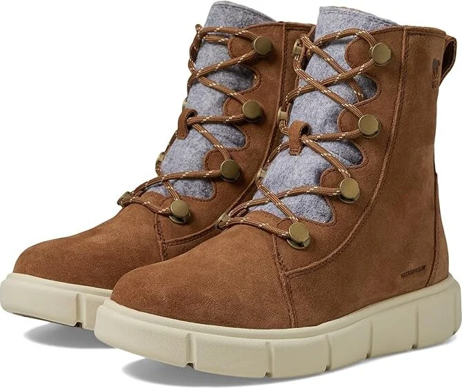 SOREL Sorel Explorertm III Joan Waterproof Women's Snow Shoes Velvet Tan/Chalk : 5 B - Medium, Suede