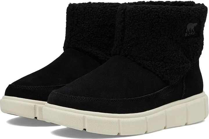 SOREL Sorel Explorertm III Slip-On Cozy Waterproof Women's Snow Shoes Black/Chalk : 6.5 B - Medium, Suede