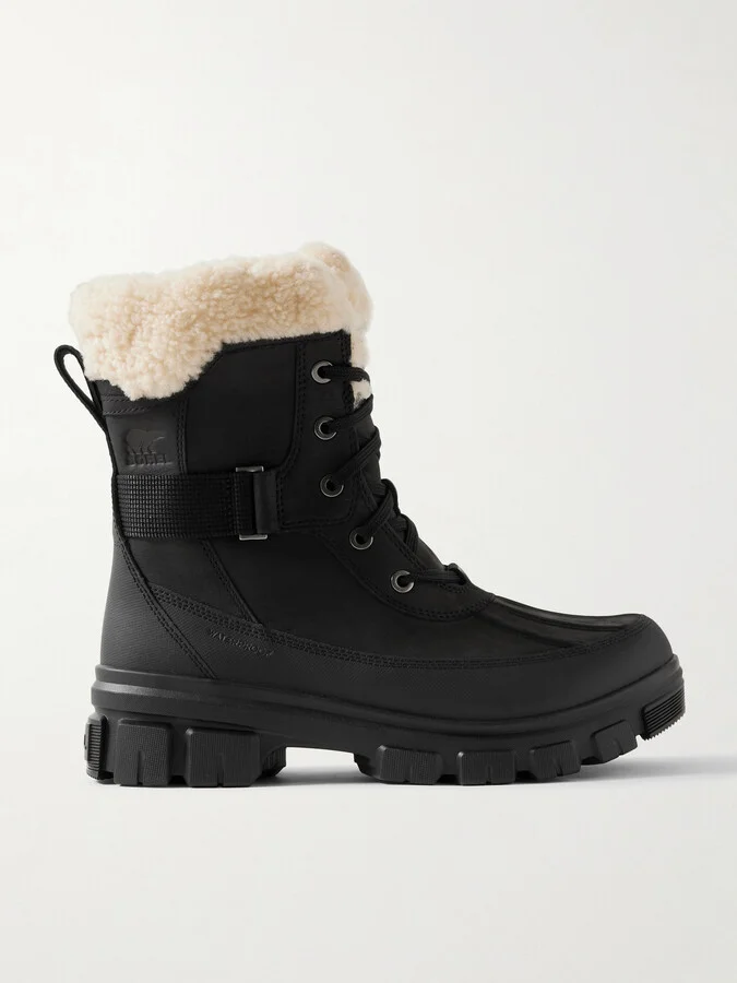 Sorel - Tivoli V Parc Shearling-lined And Rubber-trimmed Leather Ankle Boots - Black