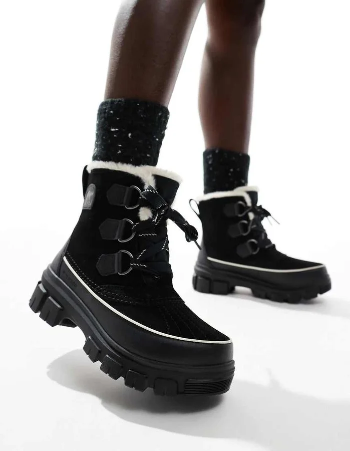 Sorel Tivoli V WP waterproof boots in black and fawn