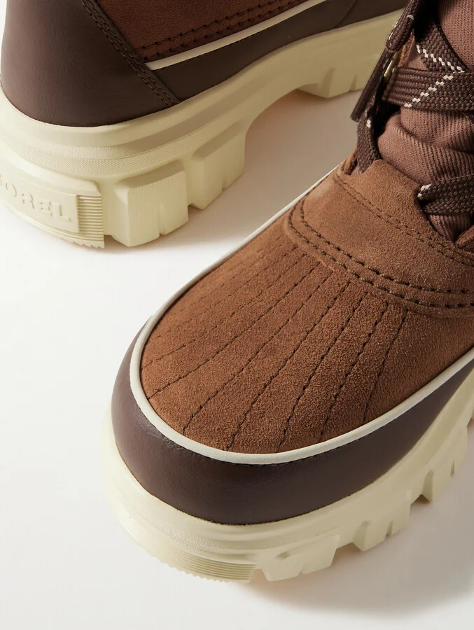 Sorel - Tivoli™ Faux Shearling-lined Leather-trimmed Suede Ankle Boots - Brown - Image 4