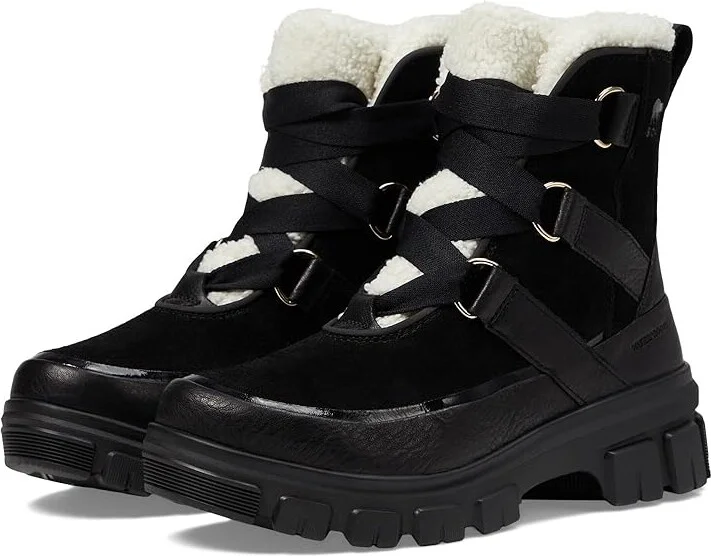 SOREL Tivolitm V Resort Waterproof Women's Snow Shoes Black/Chalk : 9 B - Medium, Leather/Suede