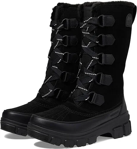 SOREL Tivolitm V Tall Waterproof Women's Snow Shoes Black/Natural : 11 B - Medium, Leather/Rubber/Suede