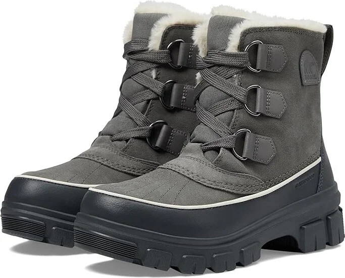 SOREL Tivolitm V Waterproof Women's Snow Shoes Quarry/Grill : 9 B - Medium, Canvas/Leather/Rubber