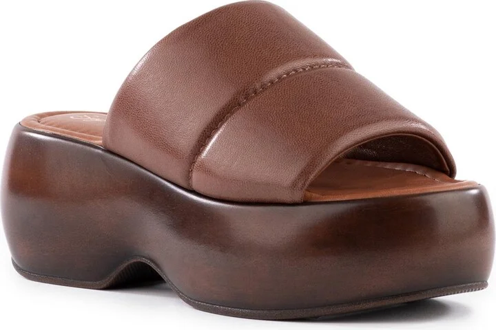 Sorry 'Bout It Womens Leather Peep-Toe Platform Sandals