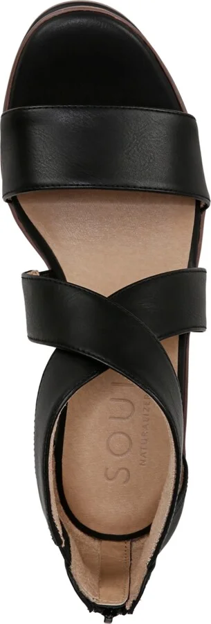 Soul Naturalizer Goodtimes Ankle Strap Wedge Sandals - Black/Black Faux Leather - Image 4
