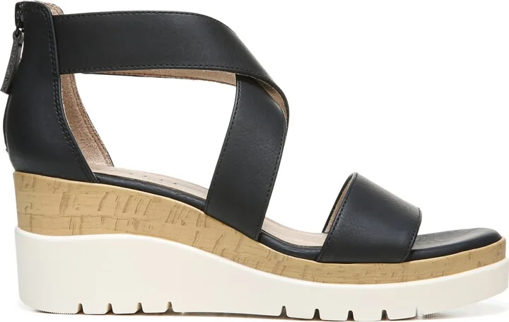 Soul Naturalizer Goodtimes Ankle Strap Wedge Sandals - Black/Black Faux Leather - Image 10