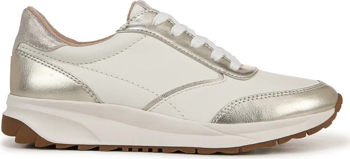 Soul Naturalizer Jackson Lace-Up Wedge Sneakers - White/Champagne Faux Leather - Image 2
