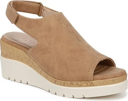 SOUL Naturalizer Womens Giselle Wedge Birchwood Brown 6.5 M