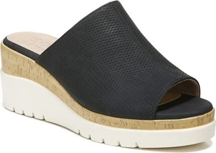 SOUL Naturalizer Womens Goodtimes Slip On Wedge Sandal Black 9.5 M