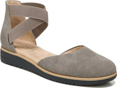 SOUL Naturalizer Women's Intro Ankle Strap Slip On Grey Nubuck 8 M