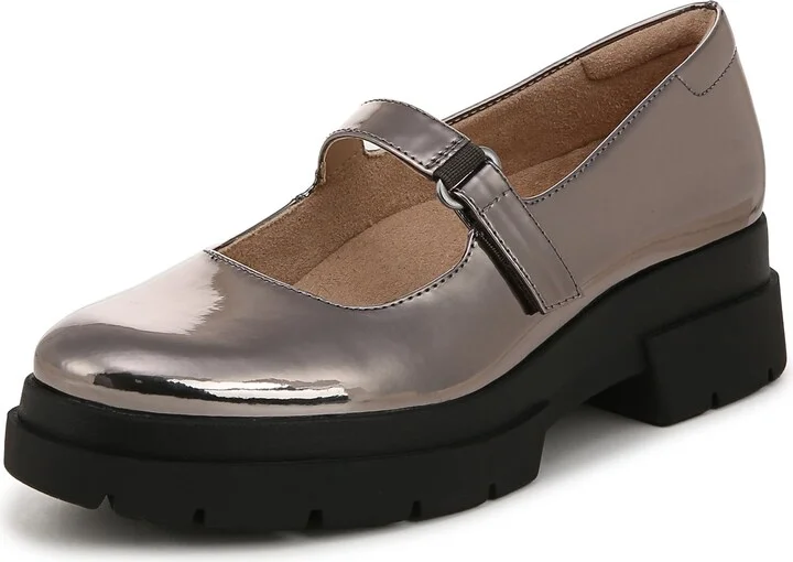 SOUL Naturalizer Womens Olivet Lug Sole Mary Janes Pewter Silver Metallic 7 W