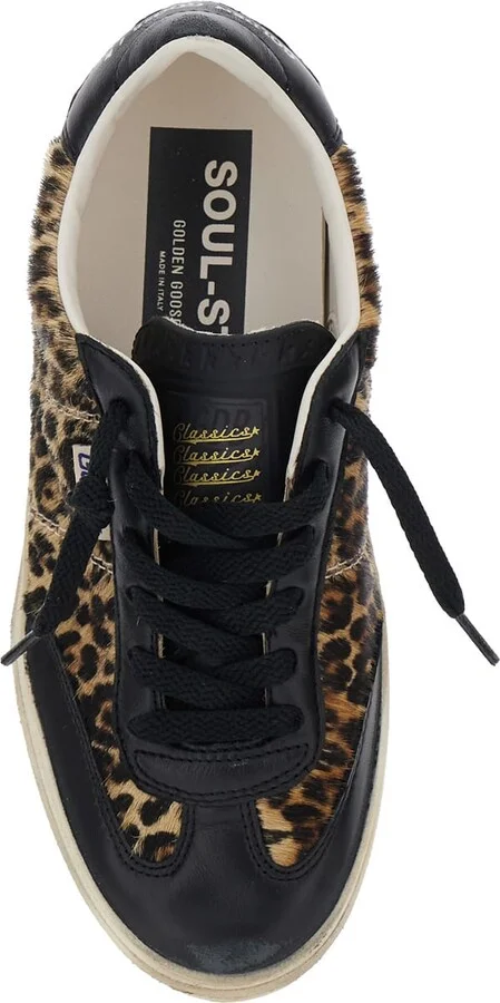 'soul-star' Brown Low Top Sneakers With Leopard Prinint And Contrasting Heel With Logo Lettering In Leather Woman - Image 4