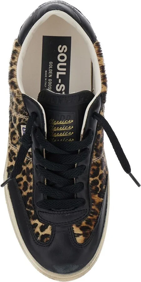 'Soul-Star' Brown Low Top Sneakers With Leopard Prinint And Contrasting Heel With Logo Lettering In Leather Woman - Image 4