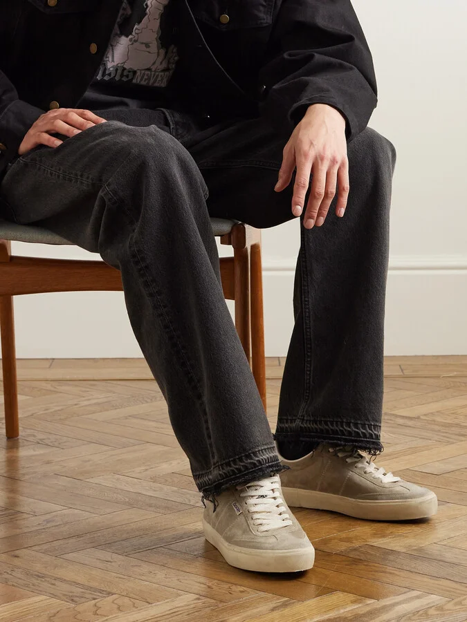 Soul-Star Distressed Leather-Trimmed Suede Sneakers - Image 2