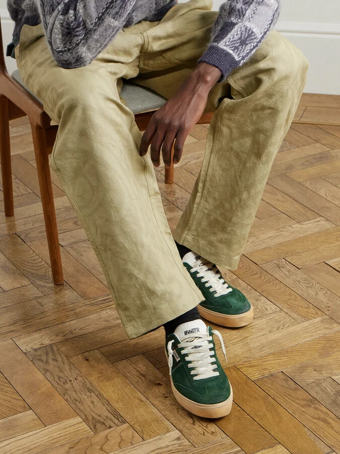 Soul-Star Distressed Leather-Trimmed Suede Sneakers - Image 2