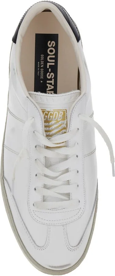 'Soul-Star' White Low Top Sneakers With Logo Patch On The Tongue And Logo Lettering On The Rear In Leather Man - Image 4