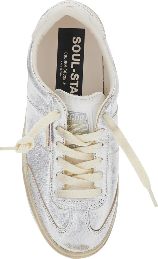 'Soulstar' Metallic Low Top Sneakers With Logo Patch On The Tongue And Logo Lettering On Side And Heel In Leather Woman - Image 4