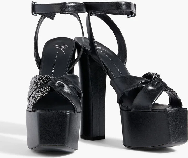 Souree crystal-embellished leather platform sandals - Image 2