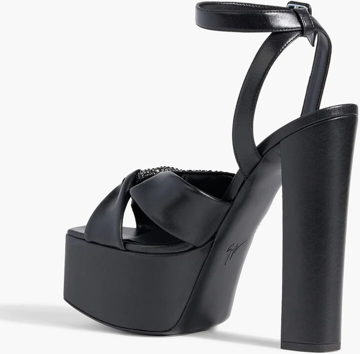 Souree crystal-embellished leather platform sandals - Image 3