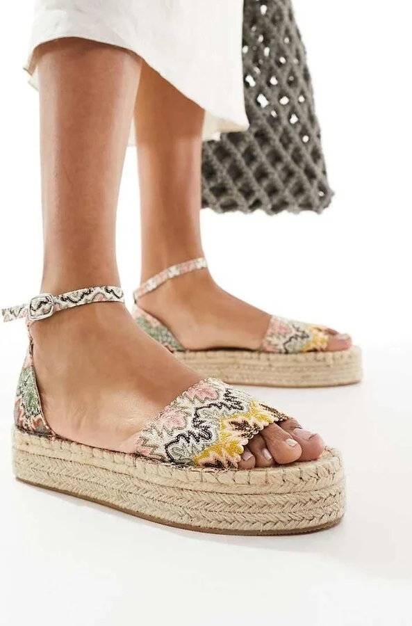South Beach crochet flatform espadrille in Natural