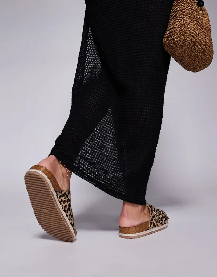 South Beach double buckle espadrille sandals in leopard - Image 2