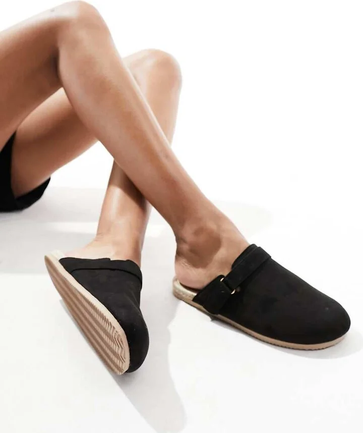 South Beach espadrille clogs black