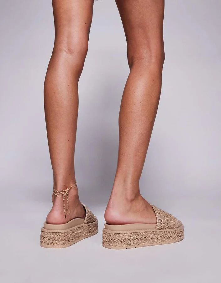 South Beach Platform Sandals in Natural Raffia - Image 2