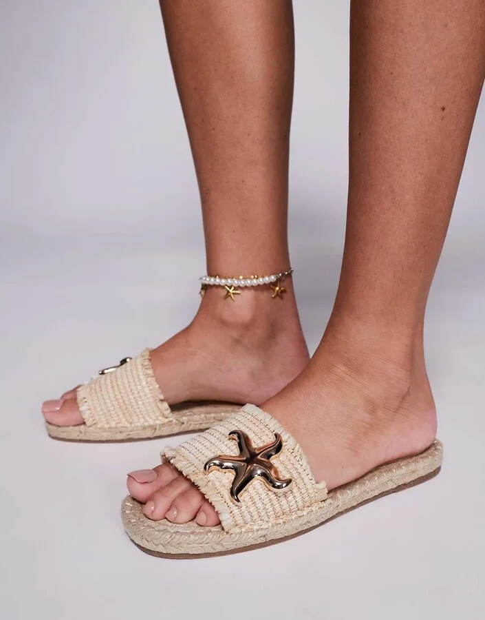 South Beach Sandal with Starfish in Natural Raffia - Image 3