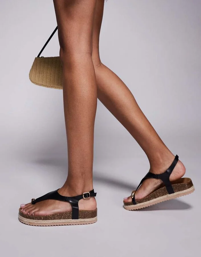 South Beach toe loop espdarille sandals in black