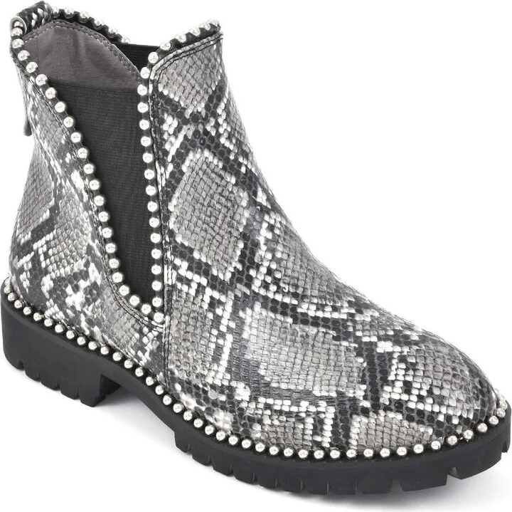 South End Womens Faux Leather Embellished Ankle Boots