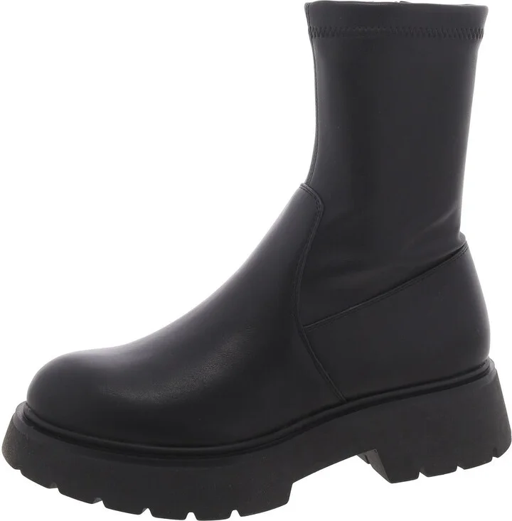 South Womens Faux Leather Round Toe Mid-Calf Boots